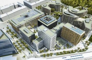 Auf 25.000 Quadratmetern Grundstücksfläche entsteht das Quartier Belvedere Central neben dem Wiener Hauptbahnhof – hier ein Modell. Bild und Copyright: UBM Development.